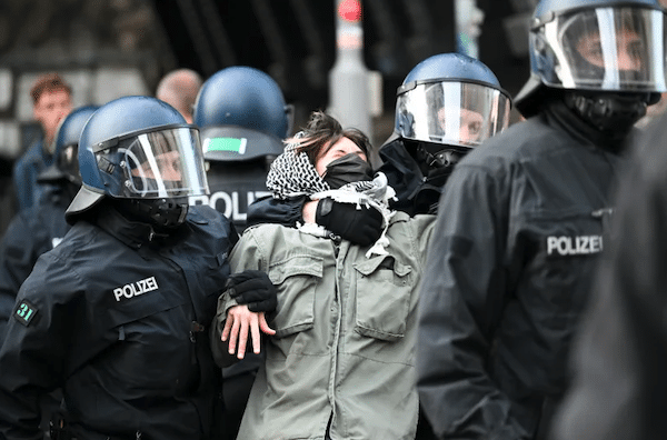  | A pro Palestinian protester at the department of social sciences at Berlins Humboldt University is removed from the building by police Activists occupied the university in protest against Israels war on Gaza Soeren Stachepicture alliance via Getty Images | MR Online